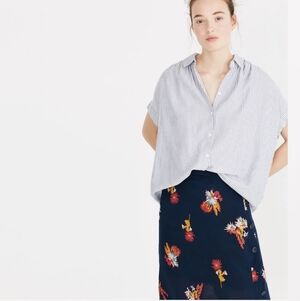 Madewell Central Shirt In Dalton Stripe Women's Button Up Size XS Boxy Oversized